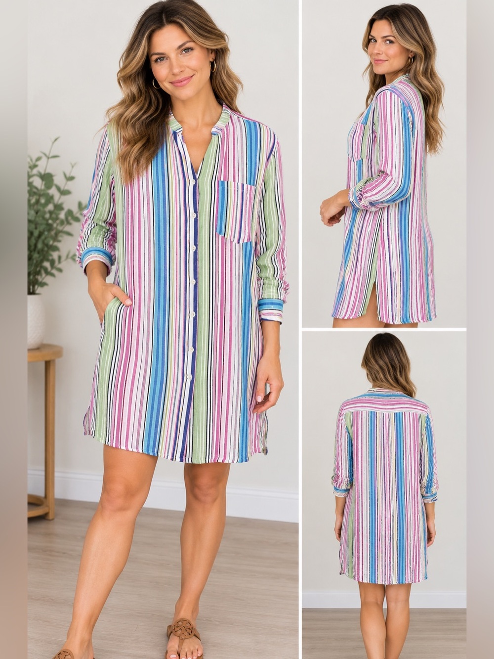 Chico's Women's Linen Coverup Size 2/large